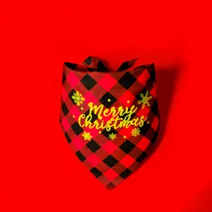 Weihnachten Kariert Haustier Halstuch Rot Schwarz Hundeschal Katzen Latz Festliches Design.
