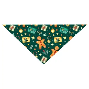 Christmas dog bandana holiday pet bib cute gingerbread man festive cat scarf accessory