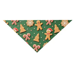 Christmas dog bandana green holiday pet bib cute gingerbread tree puppy scarf neckerchief