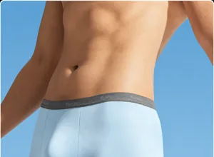 Men's ice silk boxer briefs breathable comfortable elastic casual underwear solid color brief