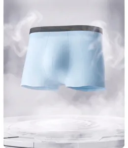 Men's light blue boxer briefs comfortable disposable underwear breathable elastic waist