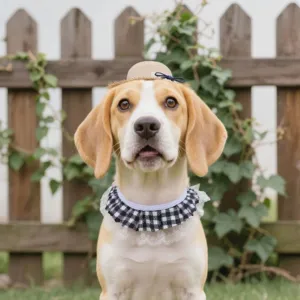 Cute pet straw hat and black checkered bib set for dogs and cats summer detail view