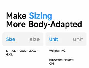 Men disposable underwear size chart guide detailing weight height waist hip measurements.