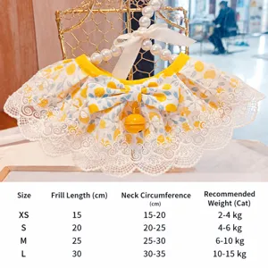 Sweet floral pet bib with lace and bell, cute cat dog collar for spring photos and daily wear.
