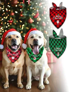 Weihnachten Karo Hund Halstuch Haustier Lätzchen Festlich Schal für Hunde Katzen Rot Grün