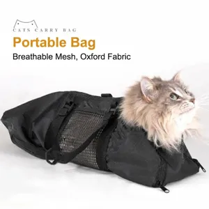 Cat grooming bag breathable mesh oxford cloth pet bathing bag for easy nail trimming care