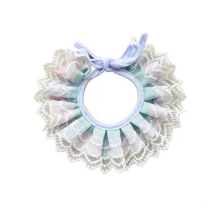 Cute princess style lace pet bib for cats and small dogs, fresh floral decorative collar.