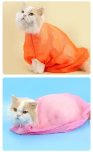 Cat grooming bag breathable mesh bath bag anti scratch restraint bag for nail trimming details