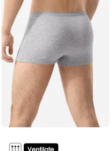Men's grey cotton boxer briefs breathable comfortable underwear casual solid color daily wear