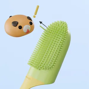 Soft silicone pet toothbrush with handle for dogs and cats oral cleaning and dental care tool.