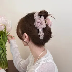 Koreanische Netzperlen Blumen Haarklammer elegantes süßes Haaraccessoire für Frauen Alltag