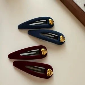 Pinza de pelo de terciopelo con corazón bonito accesorio vintage para mujeres niñas