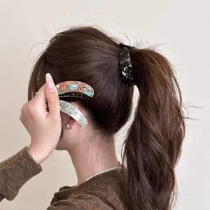 Acetat Bananenspange Klein Retro Leopardenmuster Haarklammer Schildpatt Pferdeschwanz Clip Für Damen Eleganter Haarschmuck
