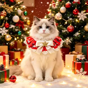 Noël Animal de Compagnie Chat Chien Bavette Collier Écharpe de Fête Festive Avec Nœud et Cloche