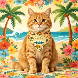 Hawaiianisches Haustier-Halstuch für Katzen und kleine Hunde, Sommer Strand Lätzchen Kragen.