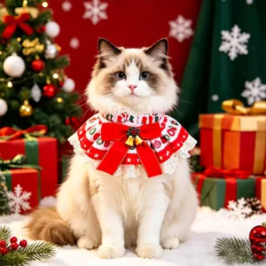 Bavaglino natalizio per animali pizzo sciarpa cane gatto collare festa accessori moda