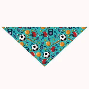 Pet sports theme triangular bib with colorful soccer and basketball pattern for cats and dogs