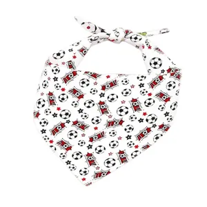 Soccer theme pet bandana white dog cat scarf cute football print neckerchief main view