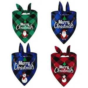 Weihnachten Hund Bandana Karomuster Haustier Schal festlich Welpen Halstuch 4Stk