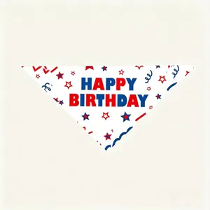 Hund Katze Geburtstag Dreieckstuch Detail, rote blaue Sterne Haustier Halstuch Accessoire.