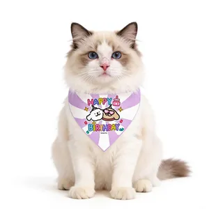 Katze Geburtstag Halstuch niedliches Haustier Lätzchen Schal kleiner Hund Party Zubehör weiß