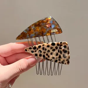 Acetate Cellulose Triangular Insert Hair Comb Clip Tortoiseshell Blue Brown Leopard Print For Women Hair Styling Jewelry