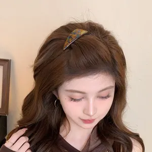 Acetic acid blue brown triangular hair comb clip stylish side bangs clip high top hair accessories