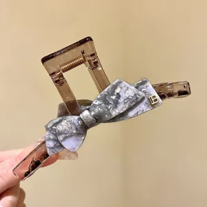 Molla per capelli con fiocco in acetato stile coreano da donna, elegante design marmo.