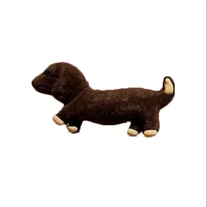 Cute brown dachshund velvet hair clip for women and girls, novelty animal side bang hairpin.