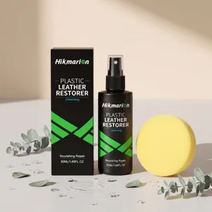 Hikmarion Car Interior Plastic And Leather Restorer Spray Cleaner With Sponge Automotive Interior Care Tool