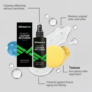 Hikmarion 50ml plastic and leather restorer spray for car interior cleaning and care.