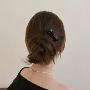 Koreanische Acetat Schleife Haarklammer für Damen, elegante schwarze Haarspange Accessoire.