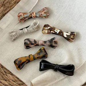 Koreanischer Stil Acetat Schleife Haarklammern Set, elegante Schildpatt Clip für Damen.