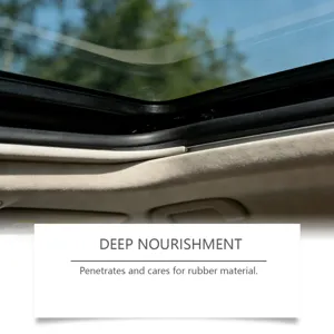 Car sunroof rubber seal care detail view, deep nourishment and maintenance for vehicle seals.