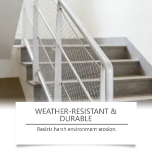 Metal railing detail view, weather-resistant coating scene, clean and durable surface.