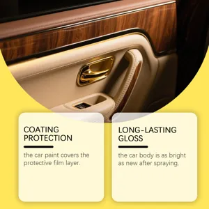 Car interior cleaning detail showing glossy leather and wood trim care effect for automotive maintenance.