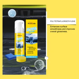 HOMONTH car interior foam cleaner kit with sponge and cloth for deep cleaning and gloss.