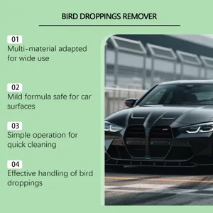 Spray nettoyant fientes d'oiseaux pour voiture, nettoyage sûr et rapide multi-surfaces.