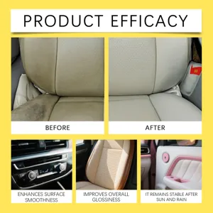 Car interior leather cleaner and maintenance foam kit for seat cleaning and gloss restoration.