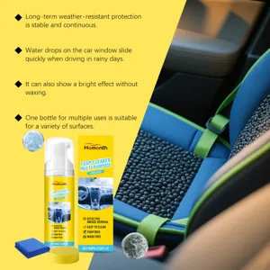 Car interior cleaner foam set with sponge and cloth for multi-surface auto care.