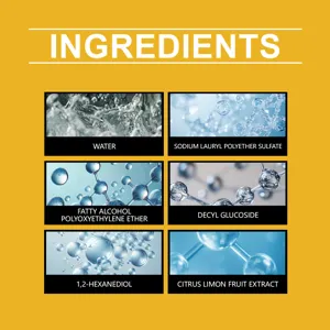 Rayhong foam cleaner detail graphic showing key active ingredients like water and extracts.