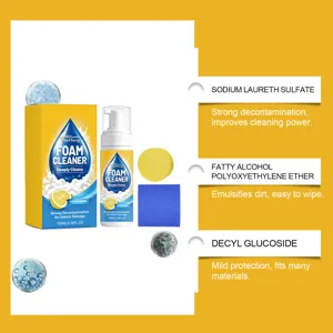 Rayhong foam cleaner detail view showcasing active ingredients and powerful cleaning formula.