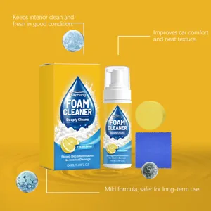 RayHong car interior foam cleaner set with sponge and towel for deep leather cleaning.
