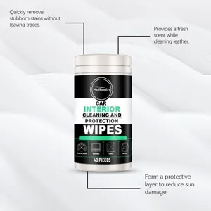 Lingettes de nettoyage pour intérieur de voiture, 40 pièces pour volant, tableau de bord.