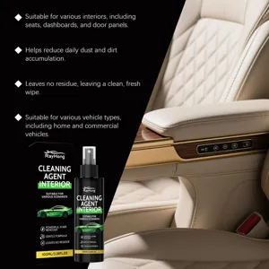 Vue détaillée du nettoyant intérieur auto, flacon spray 100ml pour sièges en cuir et tableau.