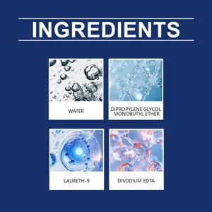 Detailed view showing key chemical ingredients and solvents in the cleaning spray formula.