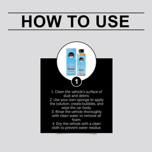 HOMONTH Auto Fleckenentferner Reiniger Detailgrafik mit einfachen Schritt-fuer-Schritt Anleitung.