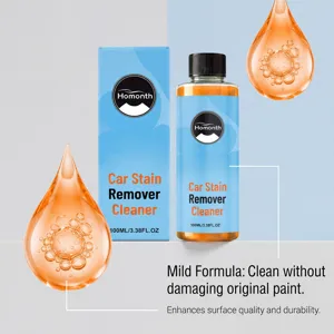 Detailansicht des Autoreiniger Sprays 100ml Flasche mit fluessigen Tropfen Illustration.