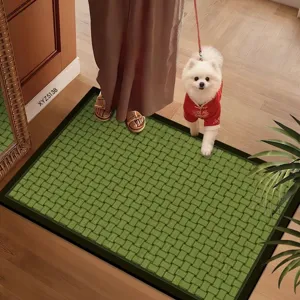 Green Bathroom Mat Retro Geometric Non-Slip Water Absorbent Floor Mat Washable Technical Velvet Foot Mat For Home Decor
