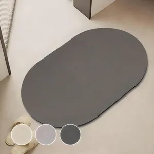 Alfombrilla Ovalada de Tierra de Diatomeas Color Sólido Antideslizante Absorbente Secado Rápido Felpudo Estilo Minimalista Alfombra de Baño Para Baño Sala